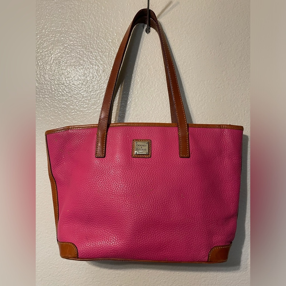 Dooney & Bourke Pink and Tan Leather Tote Bag
